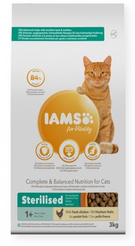 Eukanuba IAMS for Vitality Adult Sterilised with fresh chicken - dry cat food - 3kg image 1