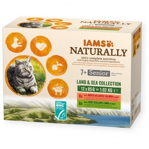 Eukanuba IAMS Naturally Senior Land & Sea Collection - wet cat food - 12 x 85g image 1