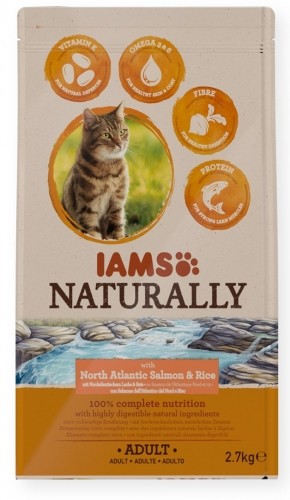 Eukanuba IAMS Naturally Adult North Atlantic salmon & rice - dry cat food - 2,7kg image 1