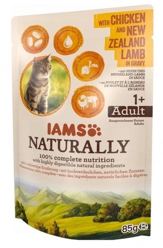 Eukanuba IAMS Naturally Adult with chicken and New Zealand lamb in gravy - wet cat food - 85g image 1