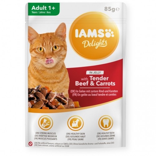 Eukanuba IAMS Delights Adult Beef with carrot in jelly- wet cat food - 85g image 1