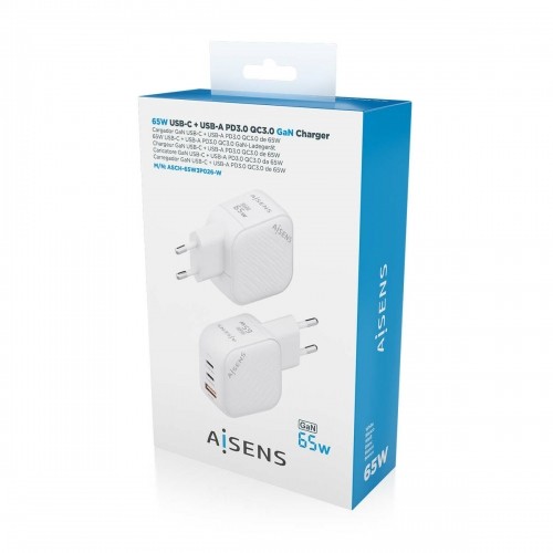 Wall Charger Aisens ASCH-65W3P026-W White 65 W (1 Unit) image 1