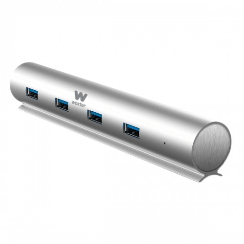 USB Hub Woxter PE26-142 White Silver Aluminium (1 Unit) image 1