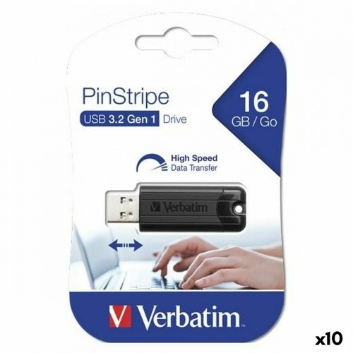 Zīmuļasināmais Verbatim Pinstripe Melns 16 GB (10 gb.) image 1
