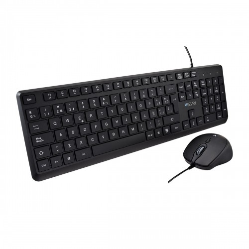 Клавиатура и мышь V7 CKU350ES Чёрный Испанская Qwerty image 1