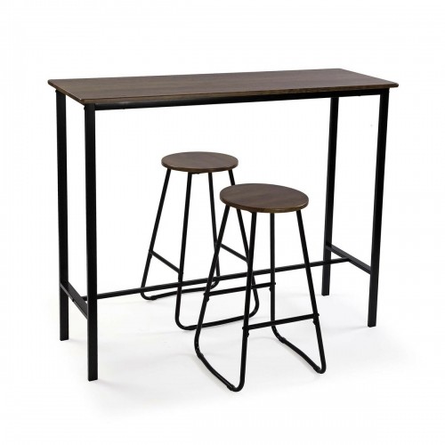 Table set with 2 chairs Versa Black PVC Metal MDF Wood 40 x 120 x 100 cm image 1