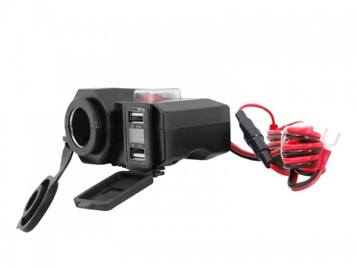 LTC Moto Waterproof Charger 2 x USB 4.2A + 12|24V гнездо прикуривателя 1.4m кабель. image 1