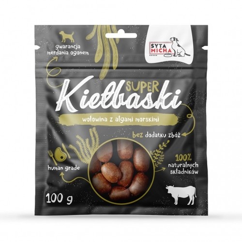 SYTA MICHA Great sausages with beef and seaweed - dog treat - 100g image 1