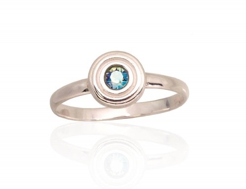 Серебряное кольцо #2101755_SV-MIXB, Серебро 925°, Кристаллы, Размер: 15.5, 1.3 гр. image 1