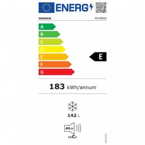 Gorenje Freezer FH14EAW, Energy efficiency class E, Chest, Free standing, Height 85.4 cm, Total net capacity 142 L, White | Gorenje image 1