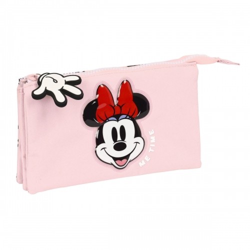 Тройной пенал Minnie Mouse Me time Розовый (22 x 12 x 3 cm) image 1