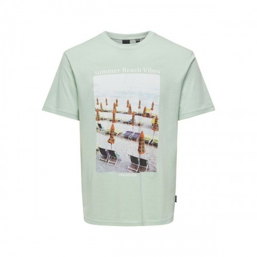 Vīriešu Krekls ar Īsām Piedurknēm Only & Sons Onskolton Reg Beach Surf Zaļš image 1