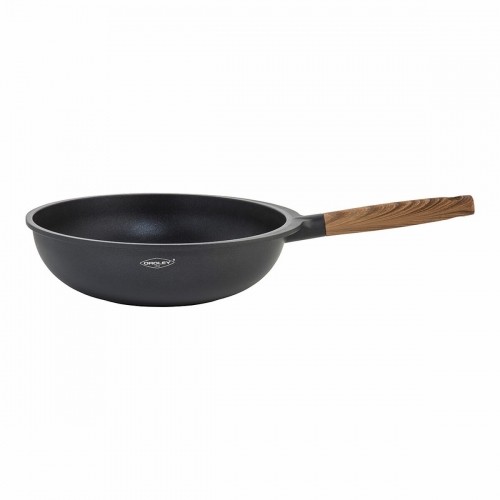 Wok Pan Oroley Nature Wood Cast aluminium 30 cm image 1