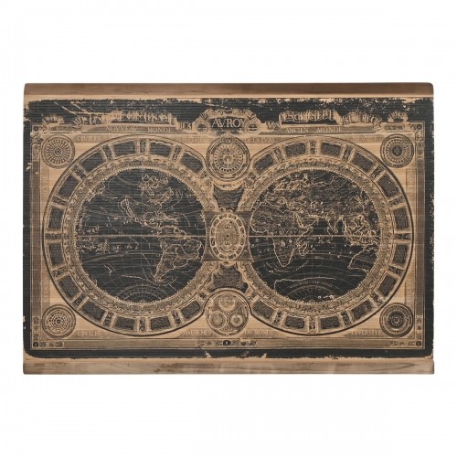 Sienu dekors Home ESPRIT Melns Dabisks Pasaules Karte 149 x 2 x 105 cm image 1