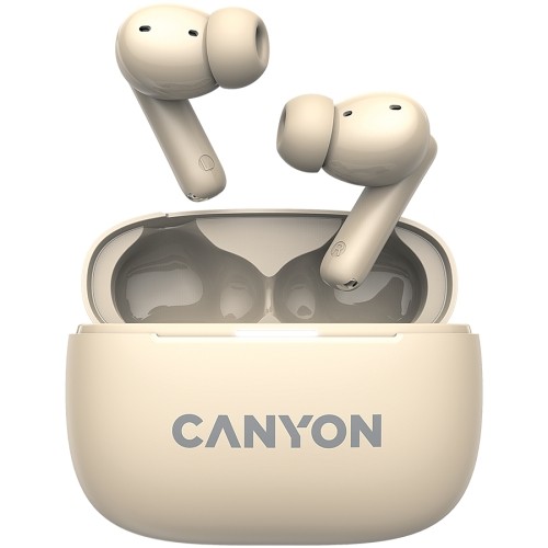 CANYON OnGo TWS-10 ANC+ENC, Bluetooth Headset, microphone, BT v5.3 BT8922F, Frequence Response:20Hz-20kHz, battery Earbud 40mAh*2+Charging case 500mAH, type-C cable length 24cm,size 63.97*47.47*26.5mm 42.5g, Beige image 1