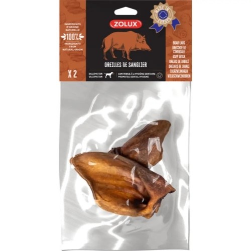 ZOLUX Boar's Ear Dog Treat - 2 x 52g image 1