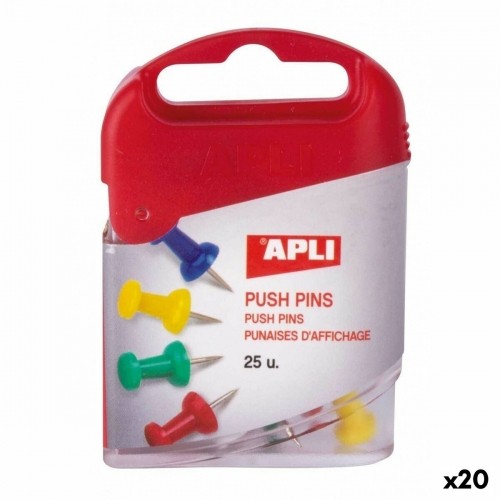 Drawing pins Apli Multicolour nickel (20 Units) image 1