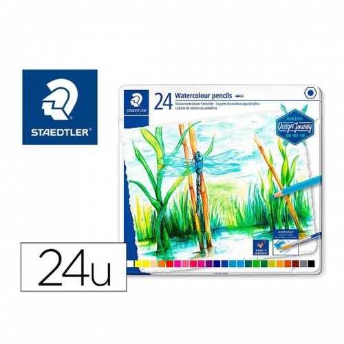 Watercolour Pencils Staedtler 146 10C Green Multicolour 24 Pieces image 1