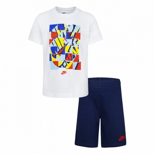 Спортивный костюм для девочек Nike Nsw Add Ft Short  Синий Белый Разноцветный 2 Предметы image 1