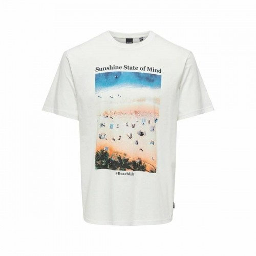 Men’s Short Sleeve T-Shirt Only & Sons Onskolton Reg Beach White image 1
