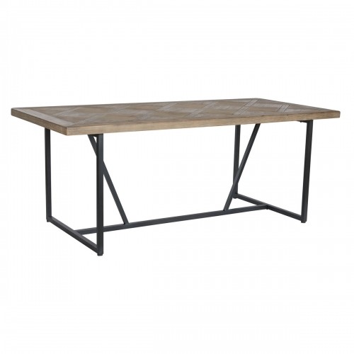 Обеденный стол Home ESPRIT Чёрный Натуральный Металл Ель 195 x 90 x 76 cm image 1