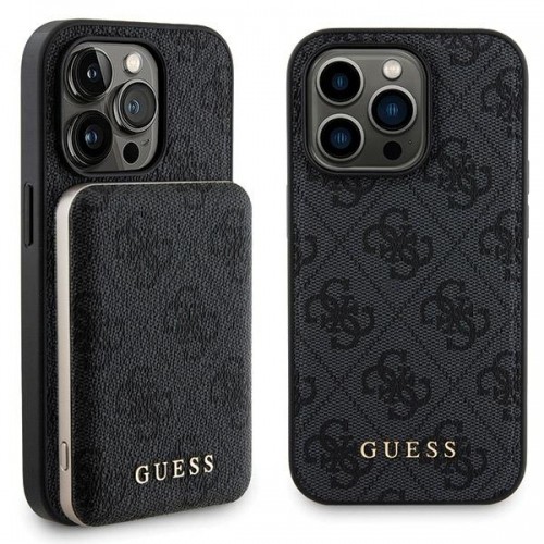 Zestaw Guess GUBPM5P15L4GEMGK iPhone 15 Pro 6.1" hardcase + Powerbank 5000mAh MagSafe czarny|black 4G Metal Logo image 1