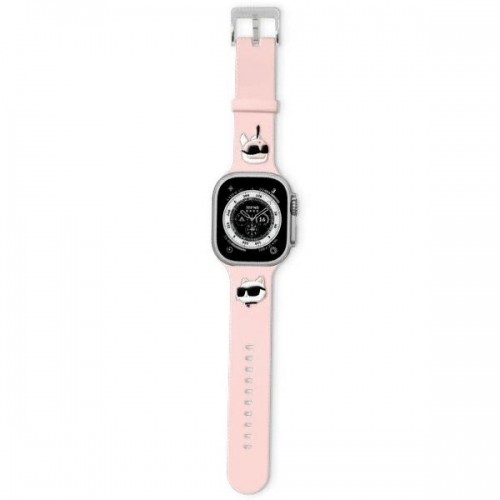 Karl Lagerfeld Pasek KLAWLSLKCNP Apple Watch 42|44|45|49mm różowy|pink strap 3D Rubber Karl&Choupette Heads image 1