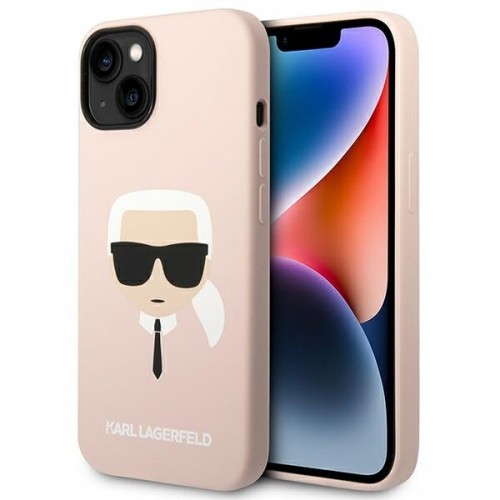 Karl Lagerfeld MagSafe Compatible Case Liquid Silicone Karl Head for iPhone 14 Plus Pink image 1