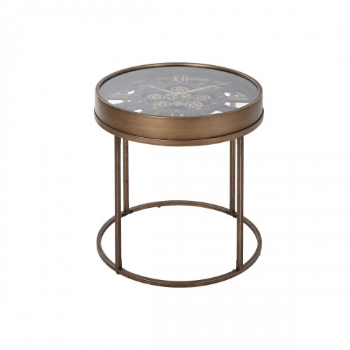 Вспомогательный столик Home ESPRIT Чёрный Позолоченный Металл Стеклянный 48 x 48 x 51 cm image 1