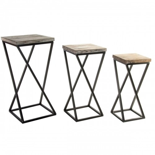Set of 3 tables Home ESPRIT Wood Metal 33 x 33 x 68 cm image 1