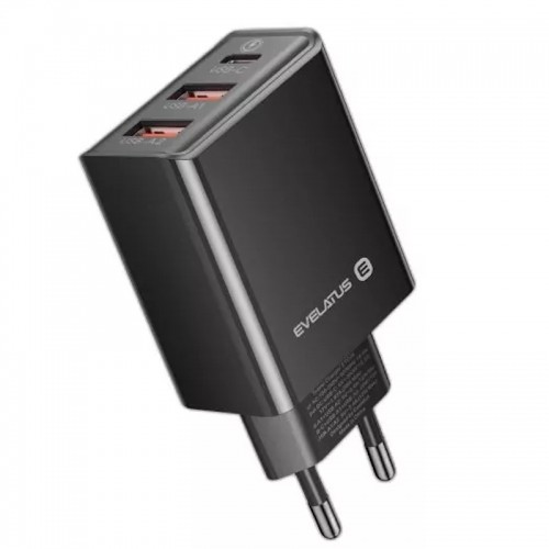 Evelatus ETC06 Premium Tīkla Adaptīvs Lādētājs EU 3 Portu 32W USB-C / USB-A2 ETC06 Melna image 1