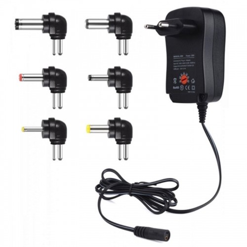 CP UCH1 Universal 12/30W (Maks. 2,1A) Barošanas adapteris + USB 3-12V manuāls slēdzis un 6 spraudņi melns (OEM) image 1