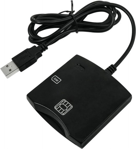 CP ID1 2in1 USB 2.0 ID karšu lasītājs ar SIM karšu slotu 80cm vadu (6.5x6cm) melns image 1