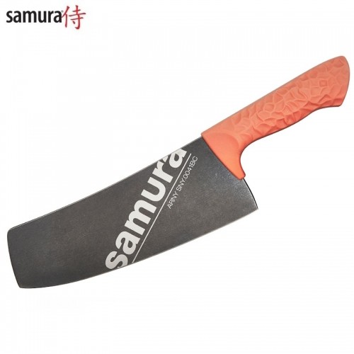Samura Arny Stonewash Cleaver нож 208мм AUS-8 Коралловый комфортная ручка из TPE HRC 59 image 1