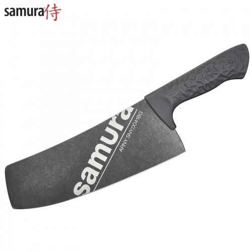 Samura Arny Stonewash Cleaver нож 208мм AUS-8 Черная комфортная ручка из TPE HRC 59 image 1