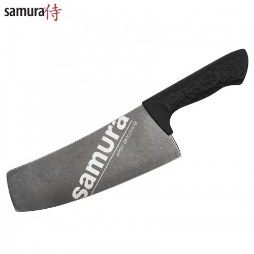 Samura Arny Stonewash Cleaver нож 209мм AUS-8 Черная комфортная ручка из TPE HRC 59 image 1