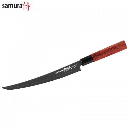 Samura Okinawa Stonewash Кухонный нож слайсер Tanto 170mm из AUS 8 Японской стали 58 HRC image 1