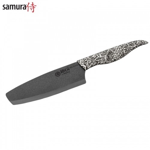 Samura Inca Кухонный нож Nakiri 165mm черным циркония керамическим лезвием / ABS TPR ручкой image 1