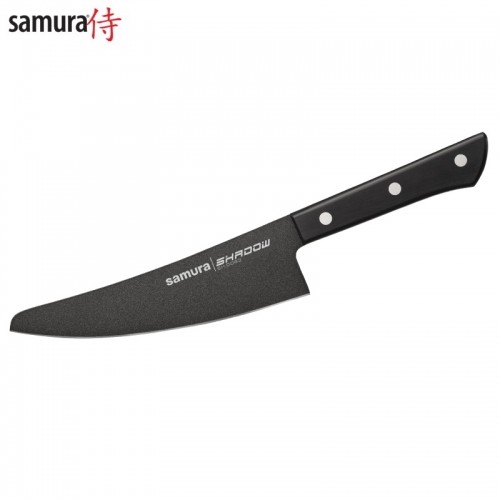 Samura Shadow Малый кухонный нож шеф-повара 166 mm AUS-8 анти-липкое темное покрытие 58 HRC image 1