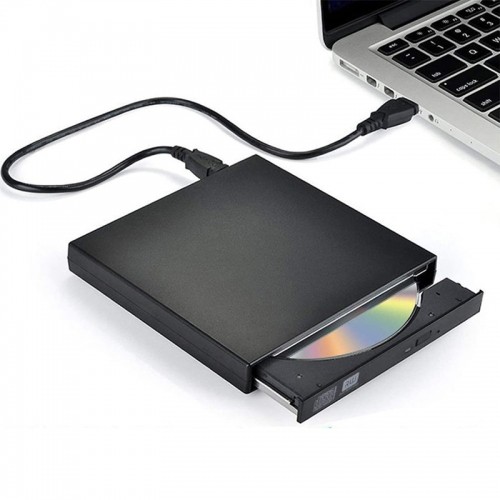 CP RW1 Plāns Ārējais USB 2.0 CD / DVD Rom Disku Lasītājs ar USB Vada barošanu Melns image 1