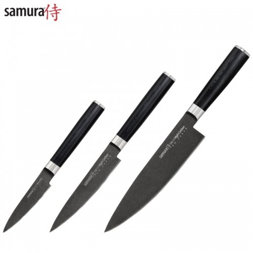 Samura MO-V Stonewash комплект 3х ножей (Шеф , Универсальный, Овощной)  из AUS 8 Японской из стали 59 HRC image 1
