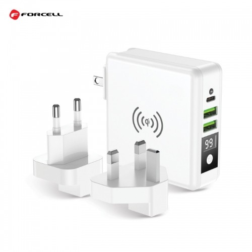 Forcell 4in1 15W Travel Set Bezvadu un īkla Lādētājs USB C ar Power Bank 8000maah image 1