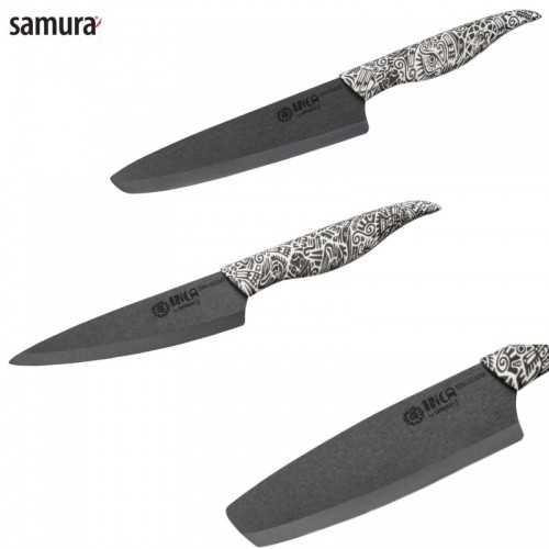 Samura Inca kompl. no 3 keramiskiem nažiem: Universāls 155mm / Nakiri 165mm / Šefa 187mm Melna image 1