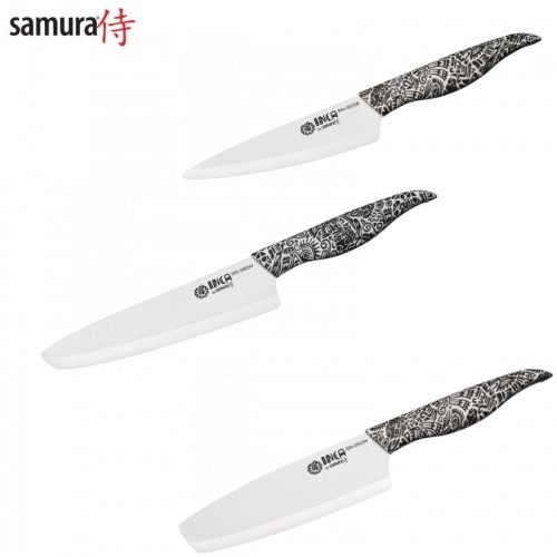 Samura Inca компл. из 3-ёх керамических ножей: Универсальный 155mm / Nakiri 165mm / Шефа 187mm Белый image 1