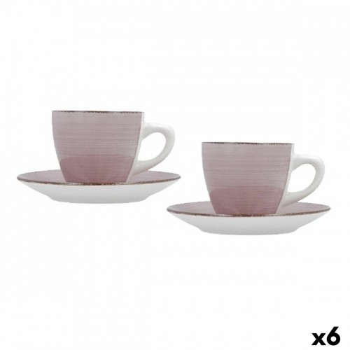 Набор чашек с блюдцами Quid Vita Morning Розовый Керамика (4 Предметы) (6 штук) image 1