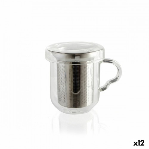 Чашка с заварочным фильтром Quid Serenia Прозрачный Cтекло Нержавеющая сталь 350 ml (12 штук) image 1