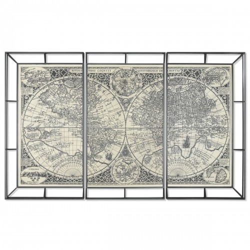 3 attēlu komplekts Home ESPRIT Balts Melns Pasaules Karte 222 x 8 x 140 cm (3 Daudzums) image 1