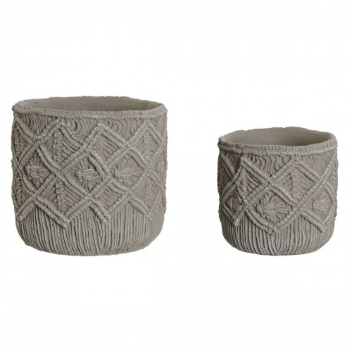 Set of Planters Home ESPRIT Light grey Cement 20 x 20 x 18 cm image 1