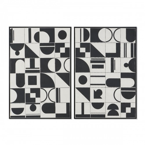 Painting Home ESPRIT White Black Abstract Modern 83 x 4,5 x 123 cm (2 Units) image 1