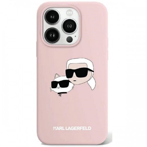 Karl Lagerfeld KLHMP15XSKCHPPLP iPhone 15 Pro Max 6.7" różowy|pink hardcase Silicone Karl & Choupette MagSafe image 1